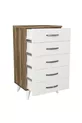 Commode Cemre à 5 tiroirs Blanc-Noyer
