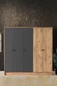 Armoire  Diva 5 portes avec étagères compartimentées et patères, pin atlantic et anthracite,  cm