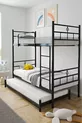 Koza Loft Bunk Bed Compatible with Mattress, 3-Person Black Metal Bunk Bed