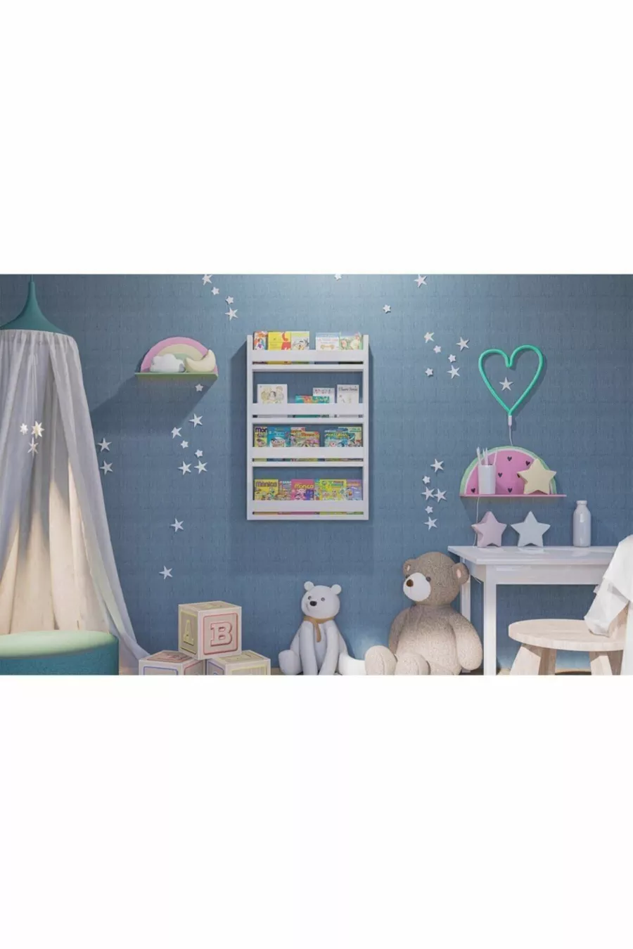 Étagère éducative Montessori pour chambre d'enfant avec 4 niveaux, étagère murale décorative