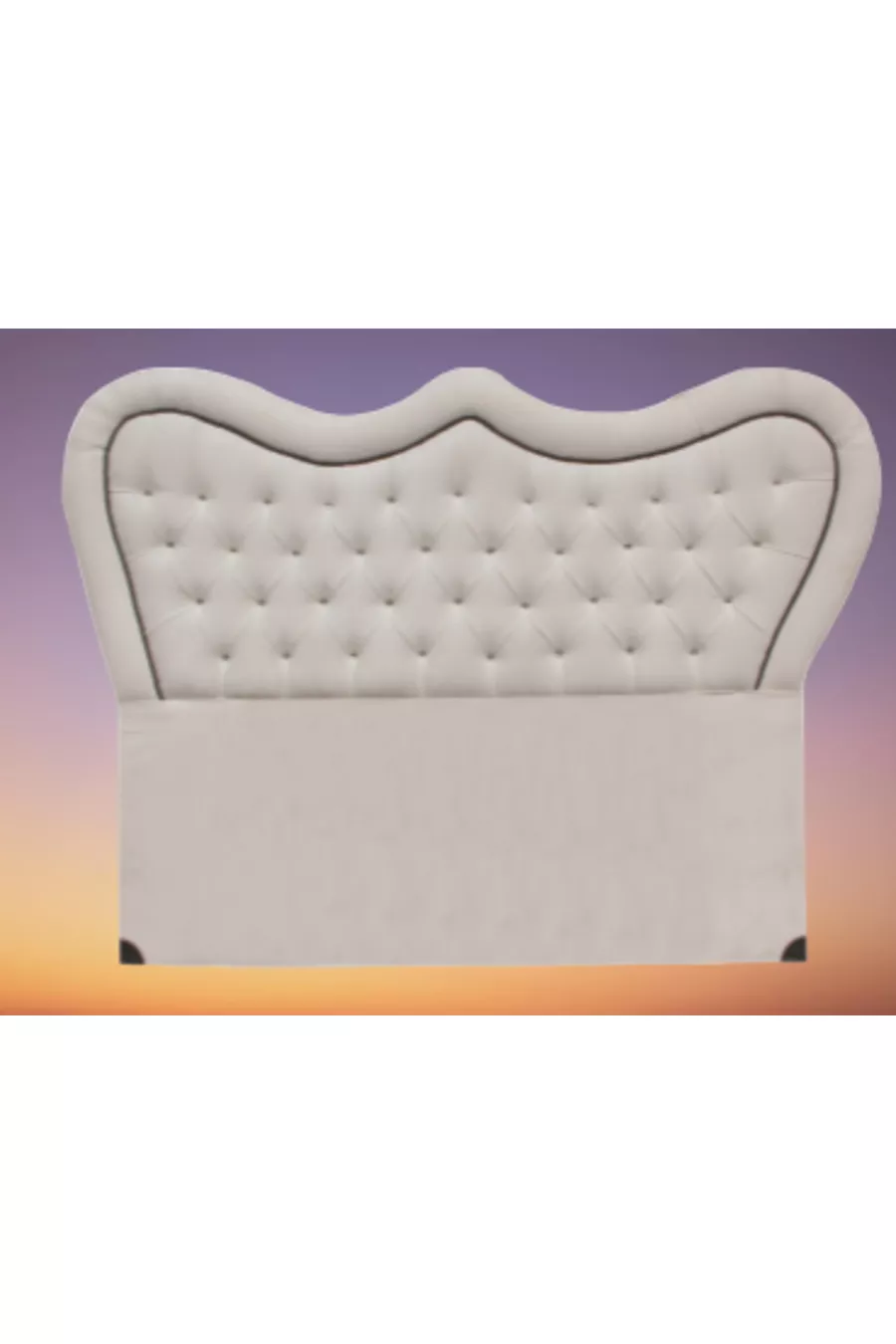 Tête de lit Alc Zümra Lit double en duvet de poulain crème capitonné