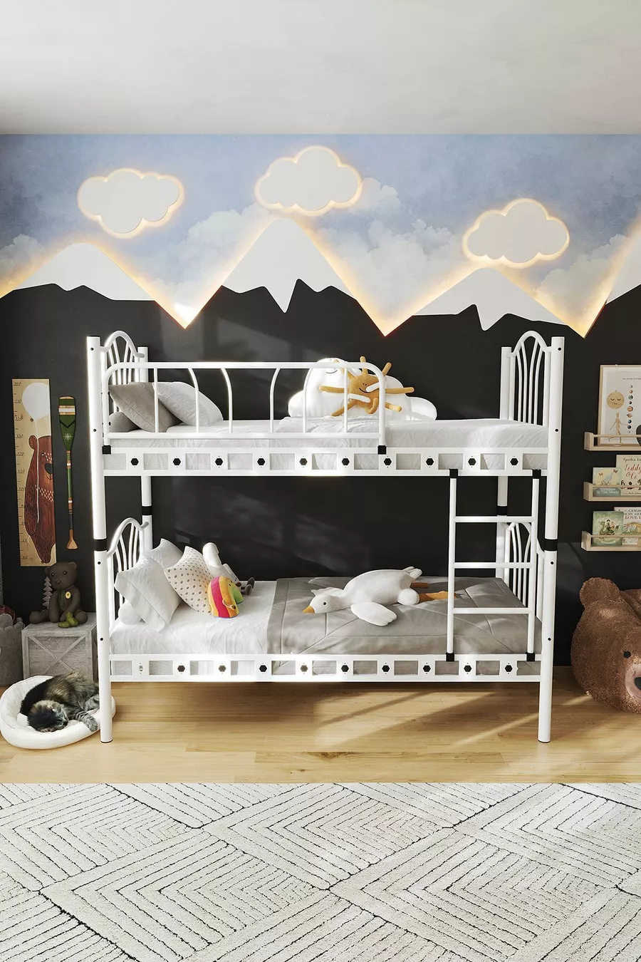 Bella Chambre d'Enfant avec Lit Superposé et Lit Métallique