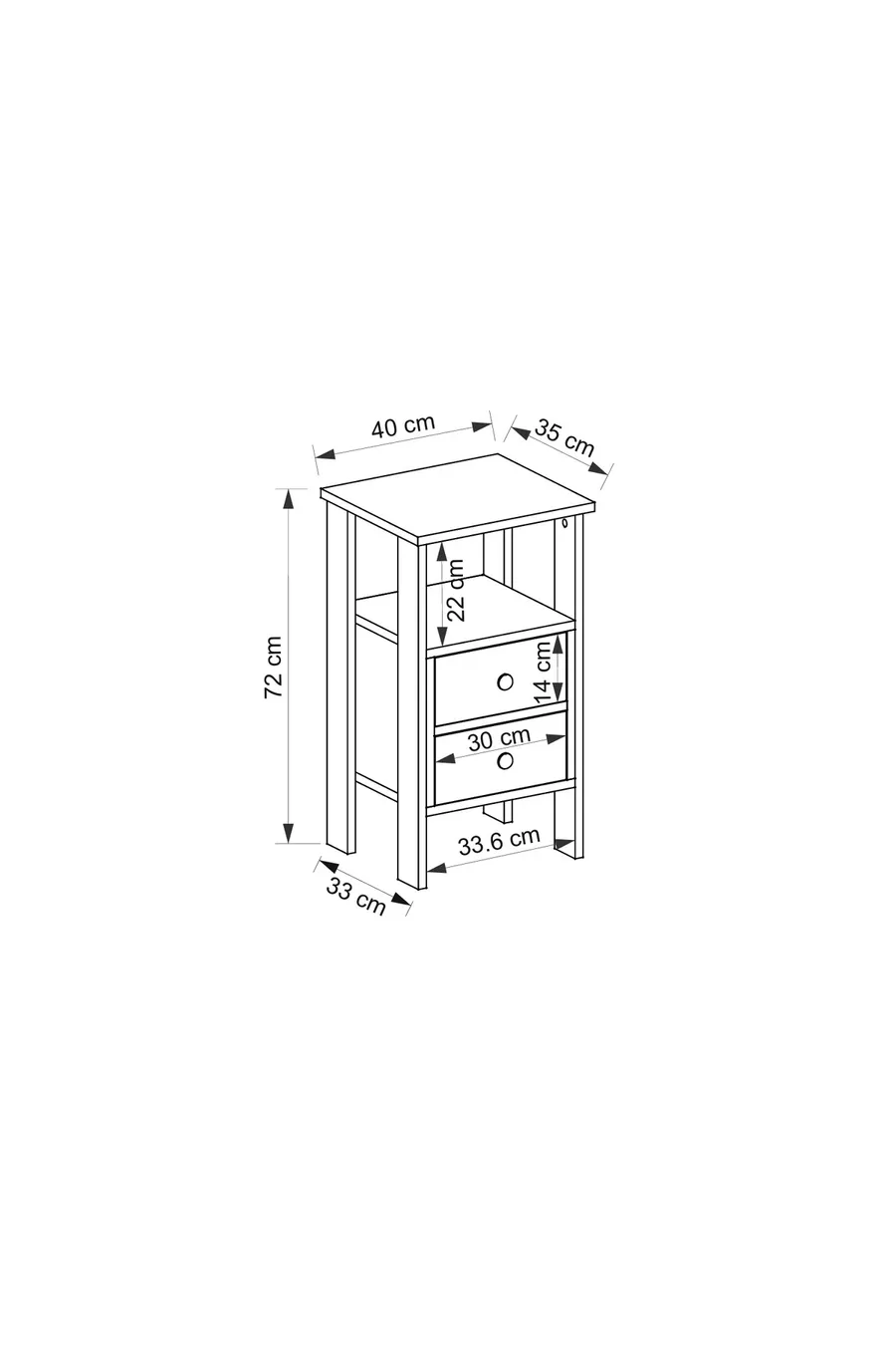 Mobiga Misty Nightstand Dresser