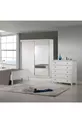 Comò moderno Rio a 5 cassetti con gambe, bianco