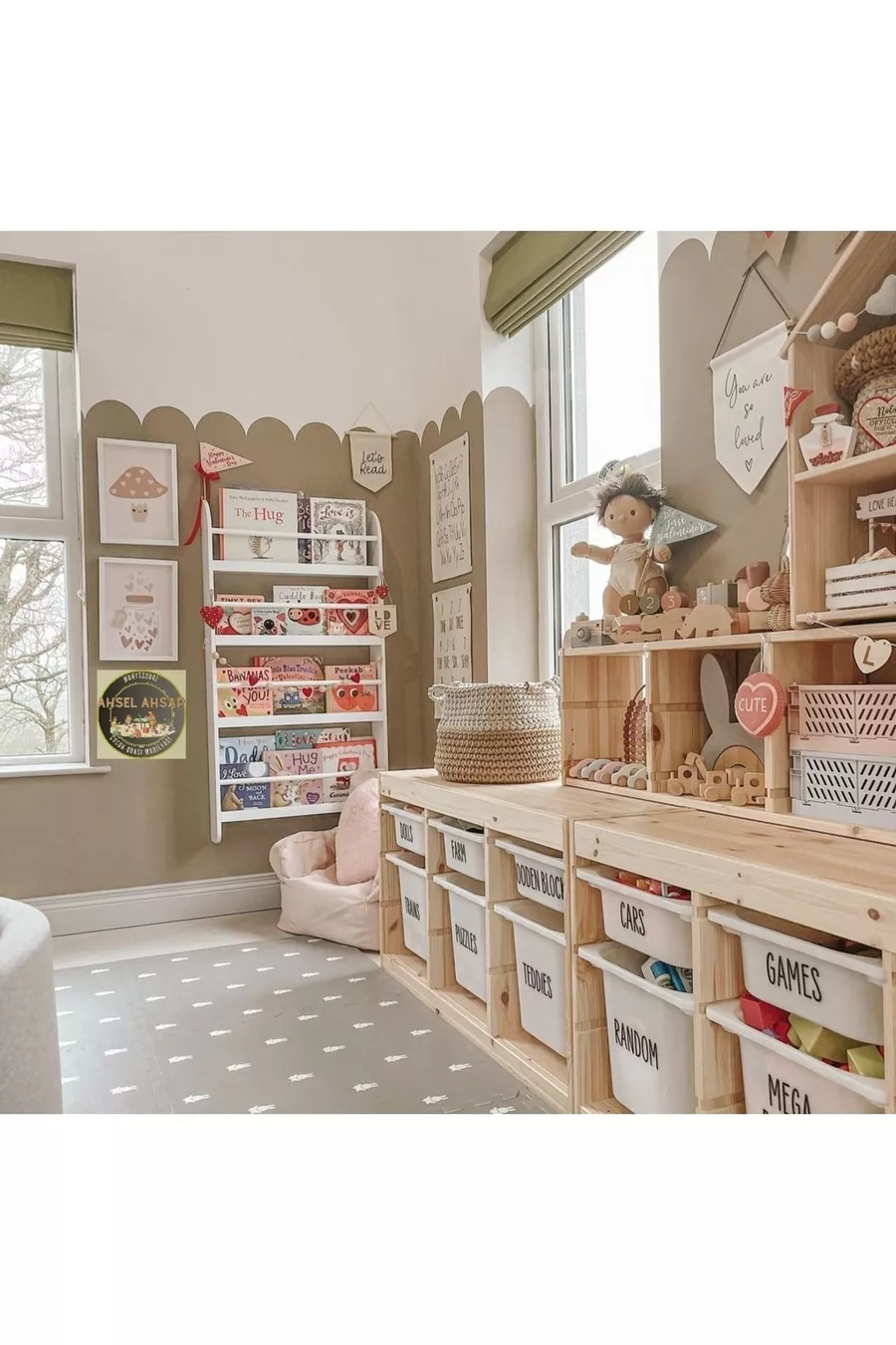 Libreria da parete Montessori, scaffale da parete, libreria per la cameretta dei bambini, libreria bianca