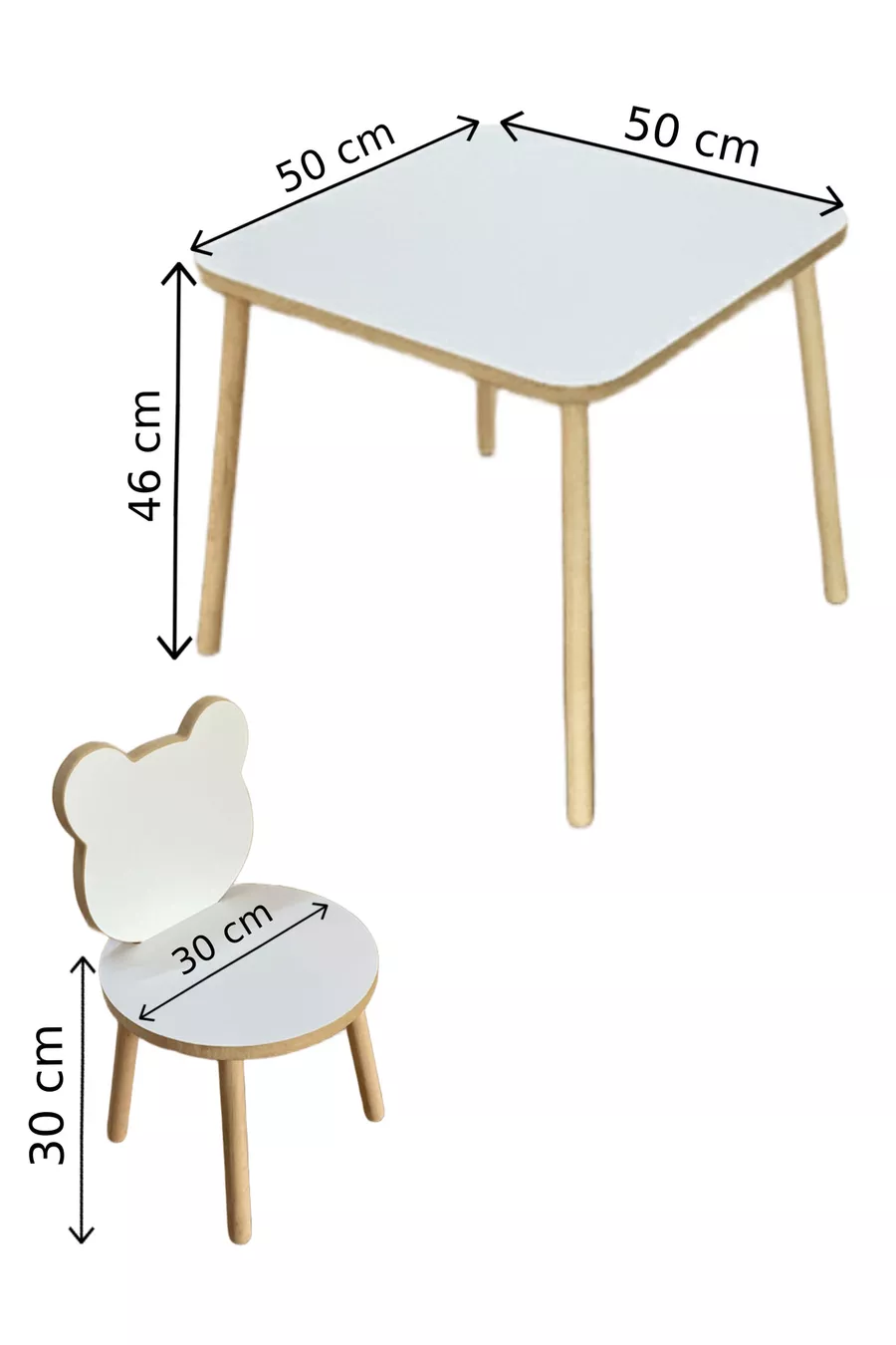 Set Tavolo e Sedie per Bambini Tavolo Attività Tavolo da Lavoro 1 Tavolo 1 Sedia Bianco Panda