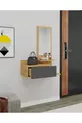 Rozella Wandgemonteerde Dressoir met Lade en Spiegel, Natuurlijk Eiken & Antraciet - Rozella