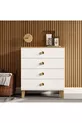 Vento 4-ladenkast met mand - Wit
