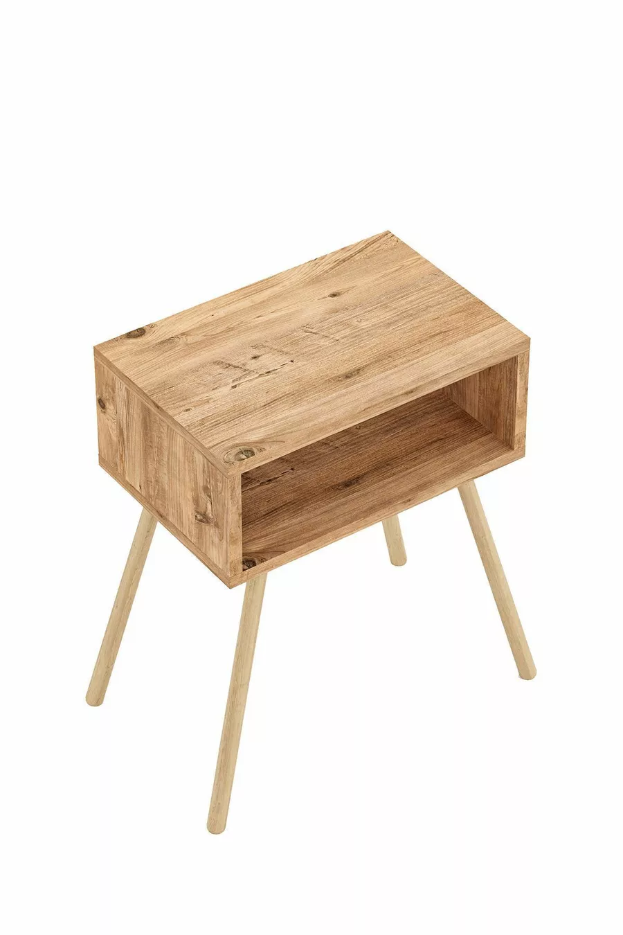 Table de chevet avec étagères sur pieds en bois - Pin Atlantique