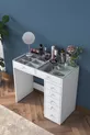 Rani Coiffeuse 7 tiroirs avec plateau en verre Organisateur de bijoux blanc
