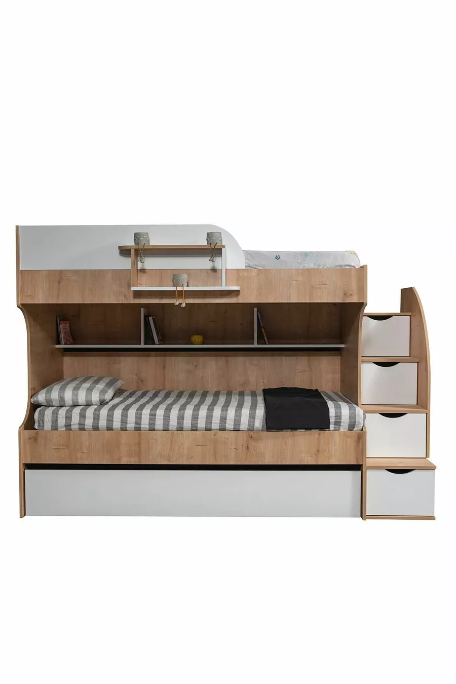 Lits superposés Aura avec tiroirs pour enfants - 2 matelas Comfort