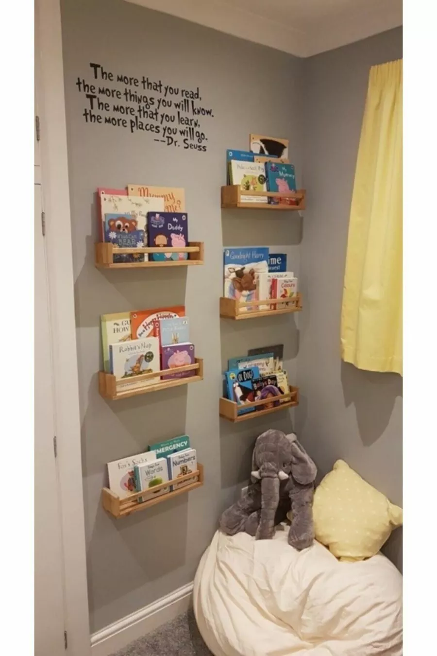 Bibliothèque Montessori Étagère Murale pour Chambre d'Enfant et Bébé Étagère en Bois 3 Pièces Cm