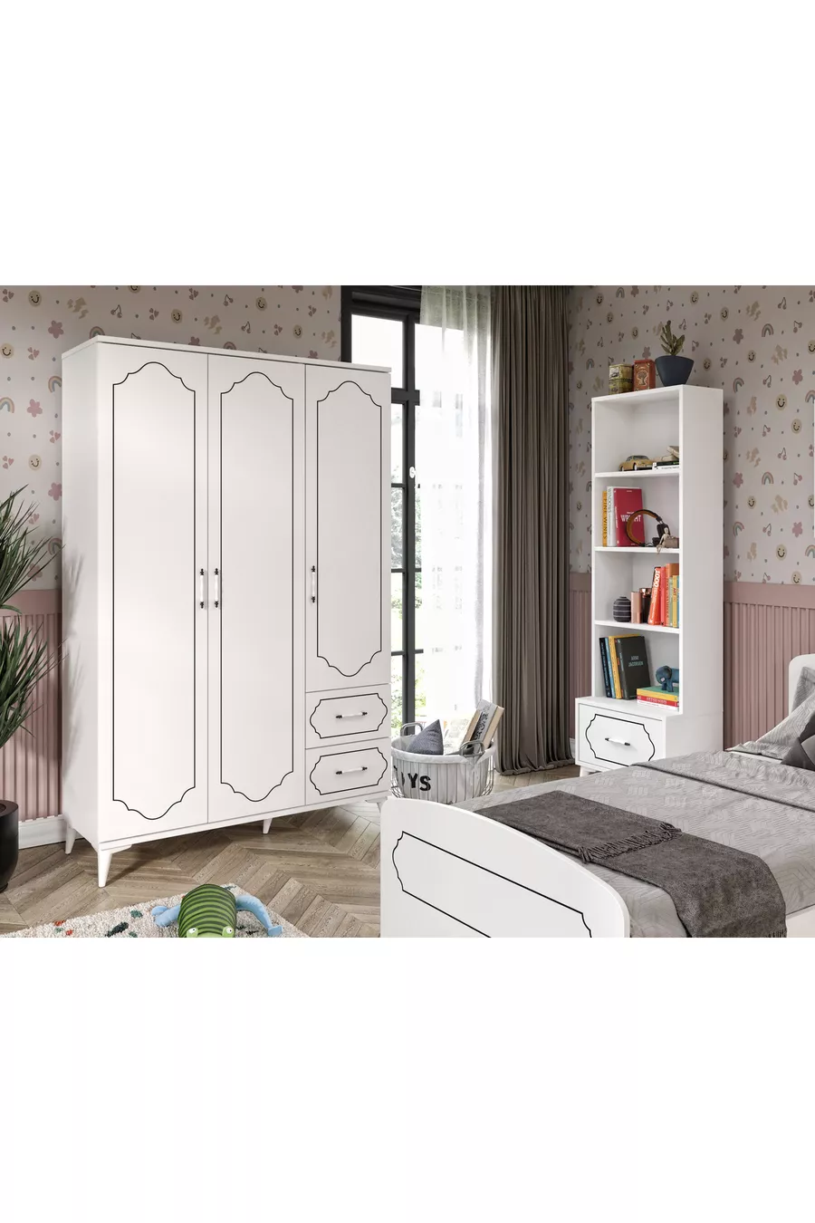 Hayal Modern Jugendzimmer Set Weiß - 4-teilig und komplett aus MDF der ersten Qualität