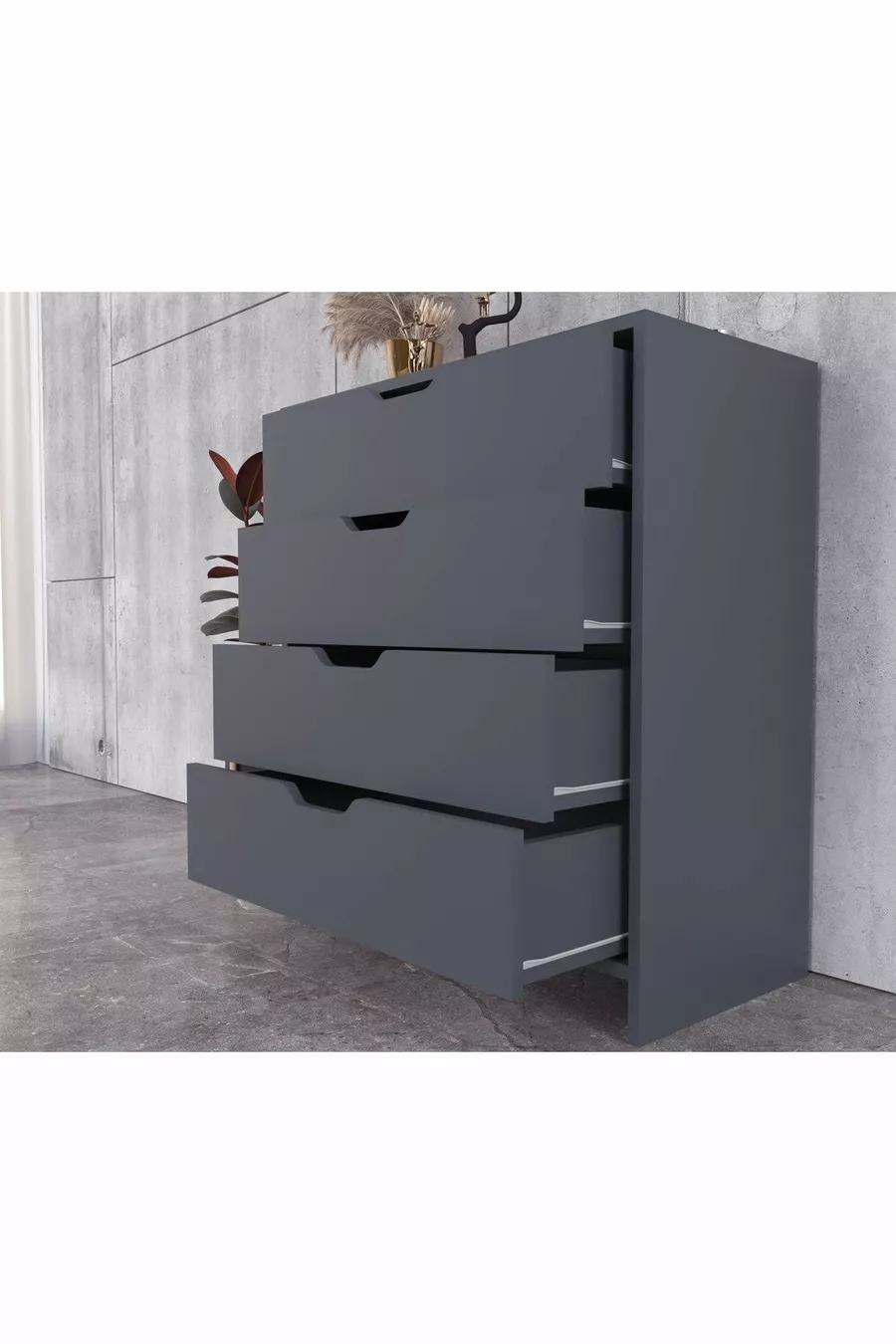 Commode Efes à 4 tiroirs Anthracite