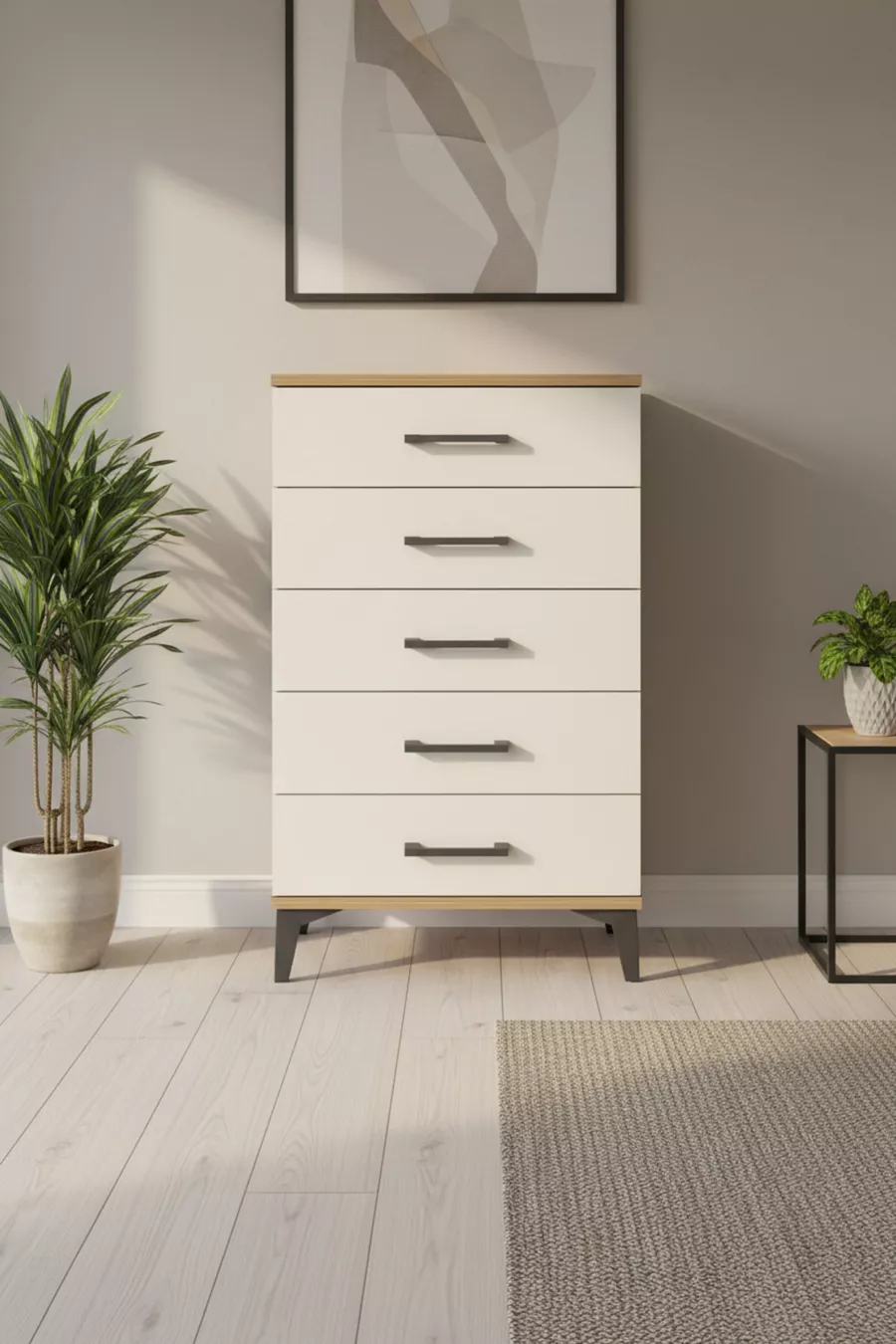 Silva Commode 5 Tiroirs Pin-Achat | Élégant et Pratique