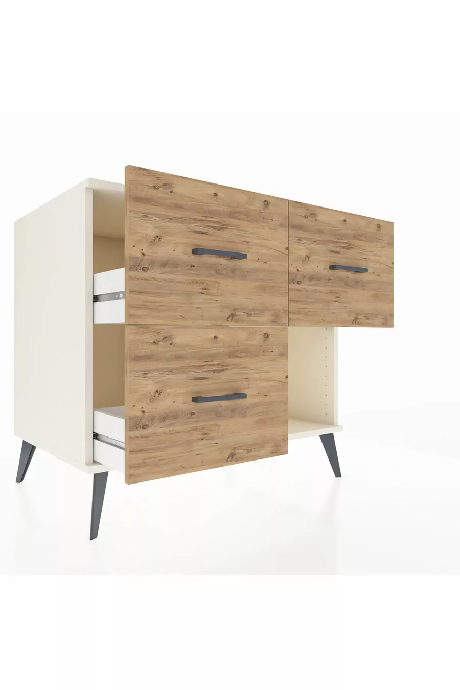 Commode Kronos 3 tiroirs Pierre de lune-Pin