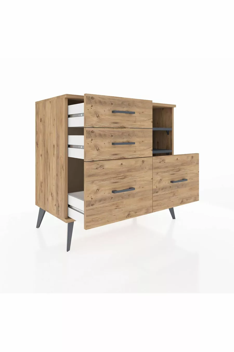 Hyperion Dresser 2 Shelves 4 Drawers Pine-Anthracite/Pine