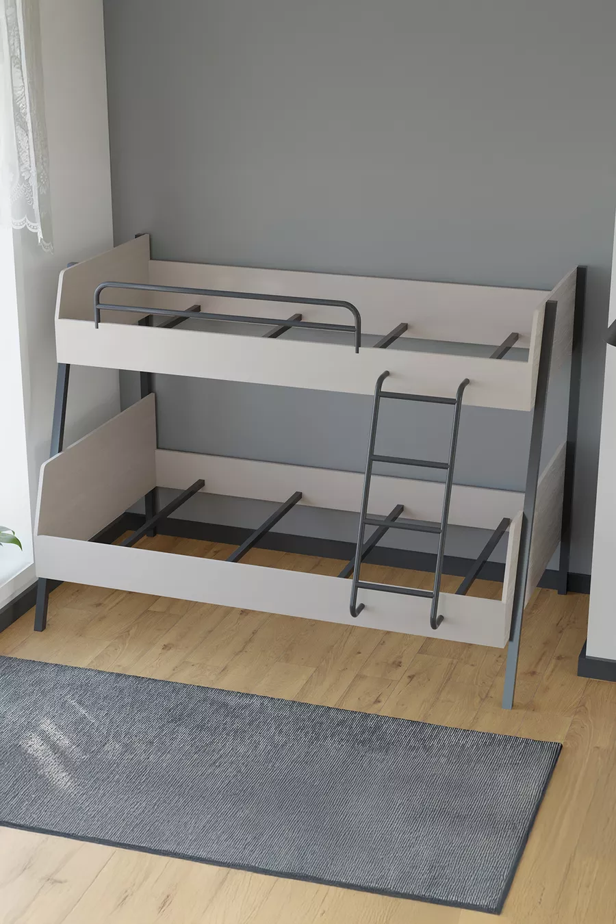 Letto a Castello con Struttura in Metallo a Doppio Piano per Cameretta dei Ragazzi e Bambini x 