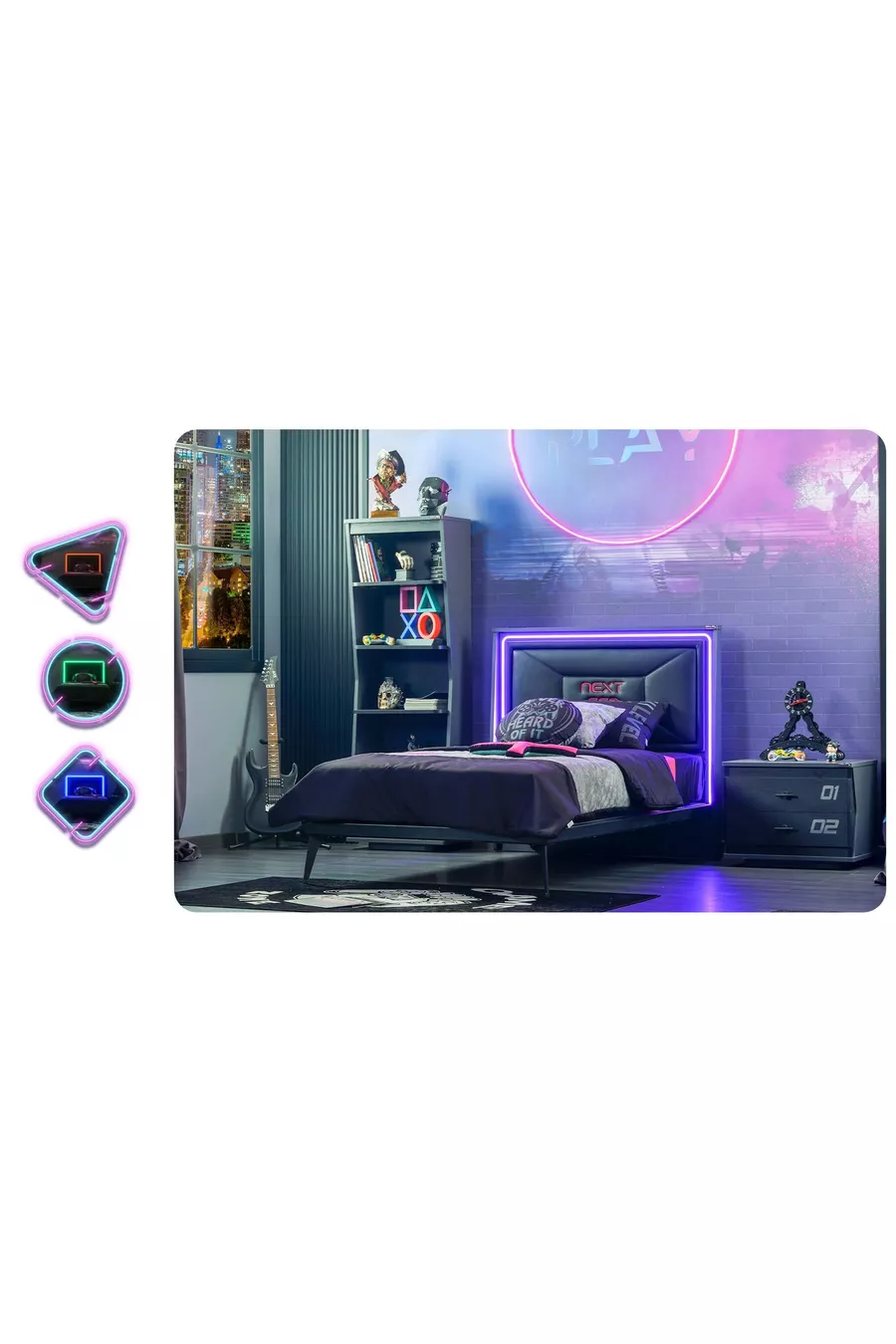 Next Game Camera da Ragazzo (3 Ante Armadio (Lite) + * Letto + Scrivania)