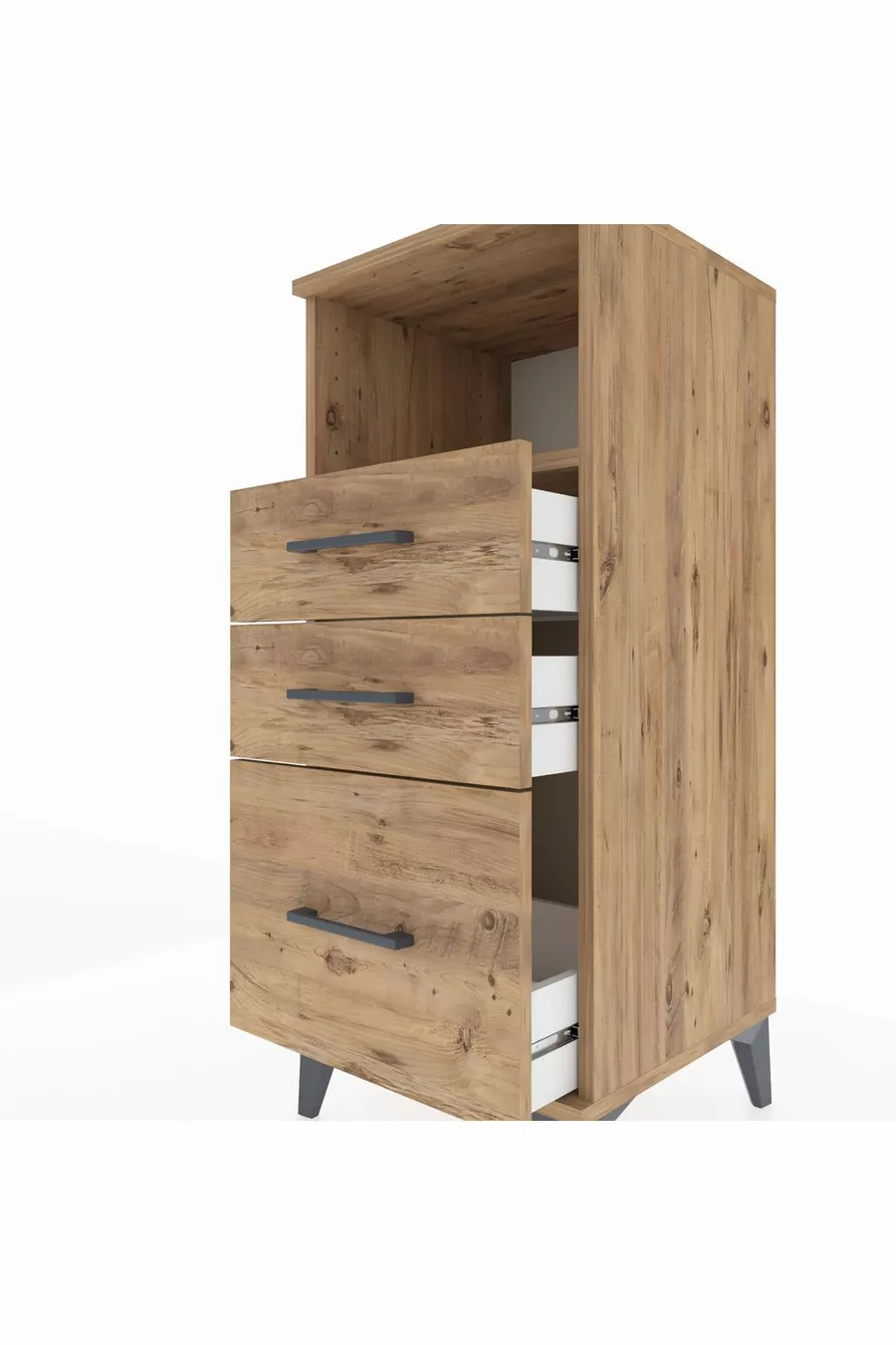 Hyperion Nightstand Single Shelf 3-Drawer Pine-Pine