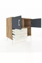 Commode Hyperion avec 2 étagères, 2 tiroirs, 2 portes, en pin anthracite/pierre de lune