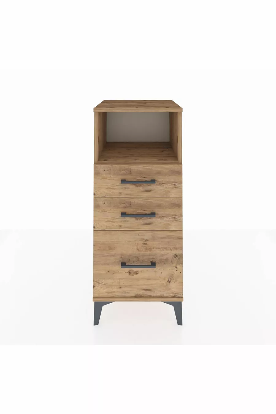 Hyperion Nightstand Single Shelf 3-Drawer Pine-Pine