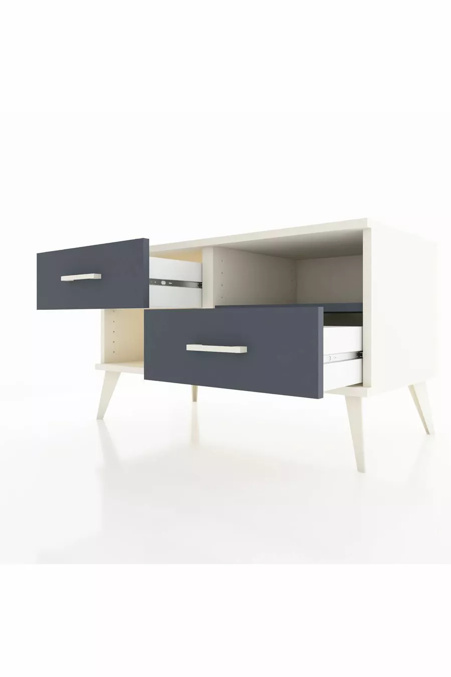 Commode Hyperion à une étagère et 2 tiroirs Pierre de lune-Anthracite