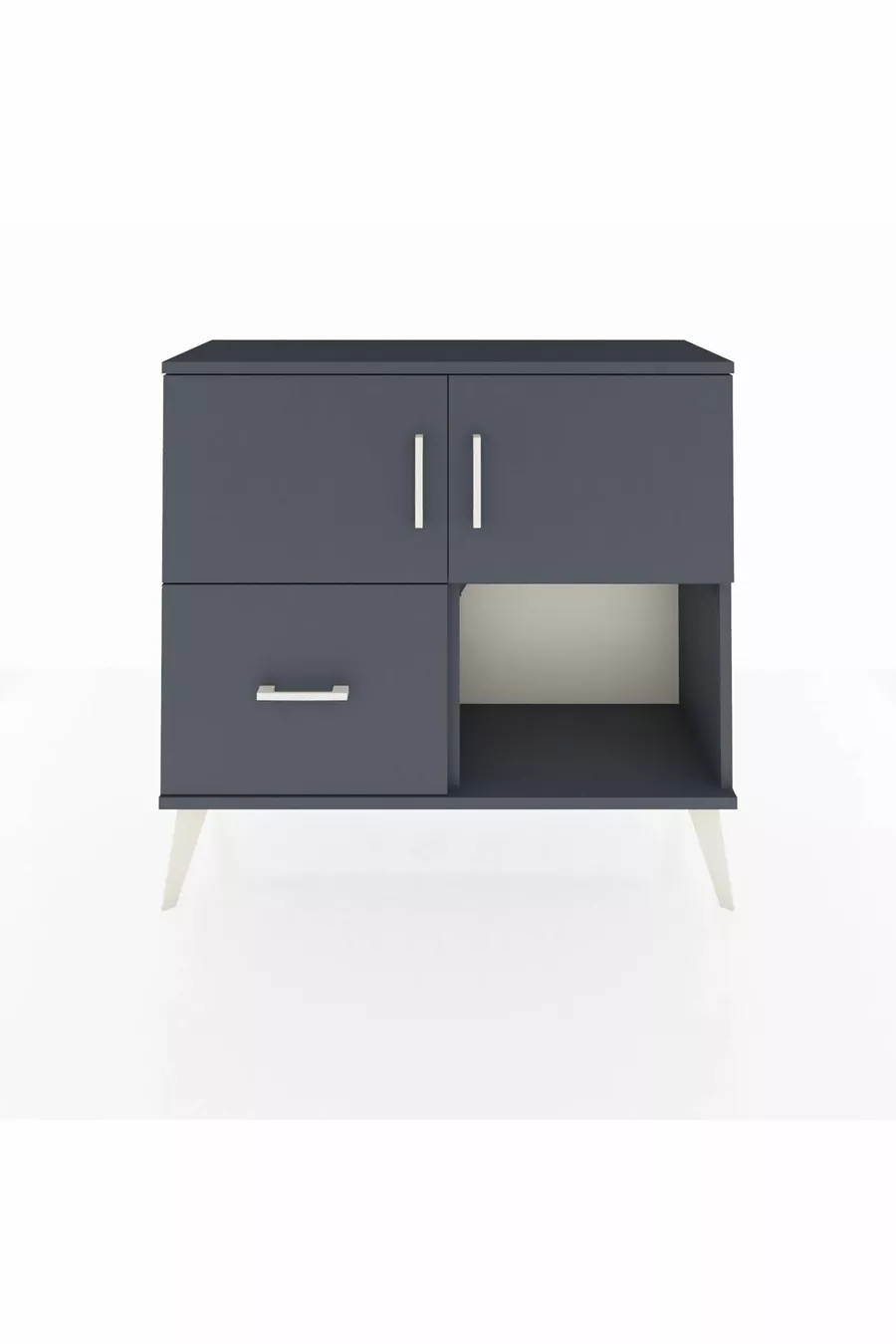 Commode Arges 2 étagères 1 tiroir 2 portes Anthracite-Anthracite
