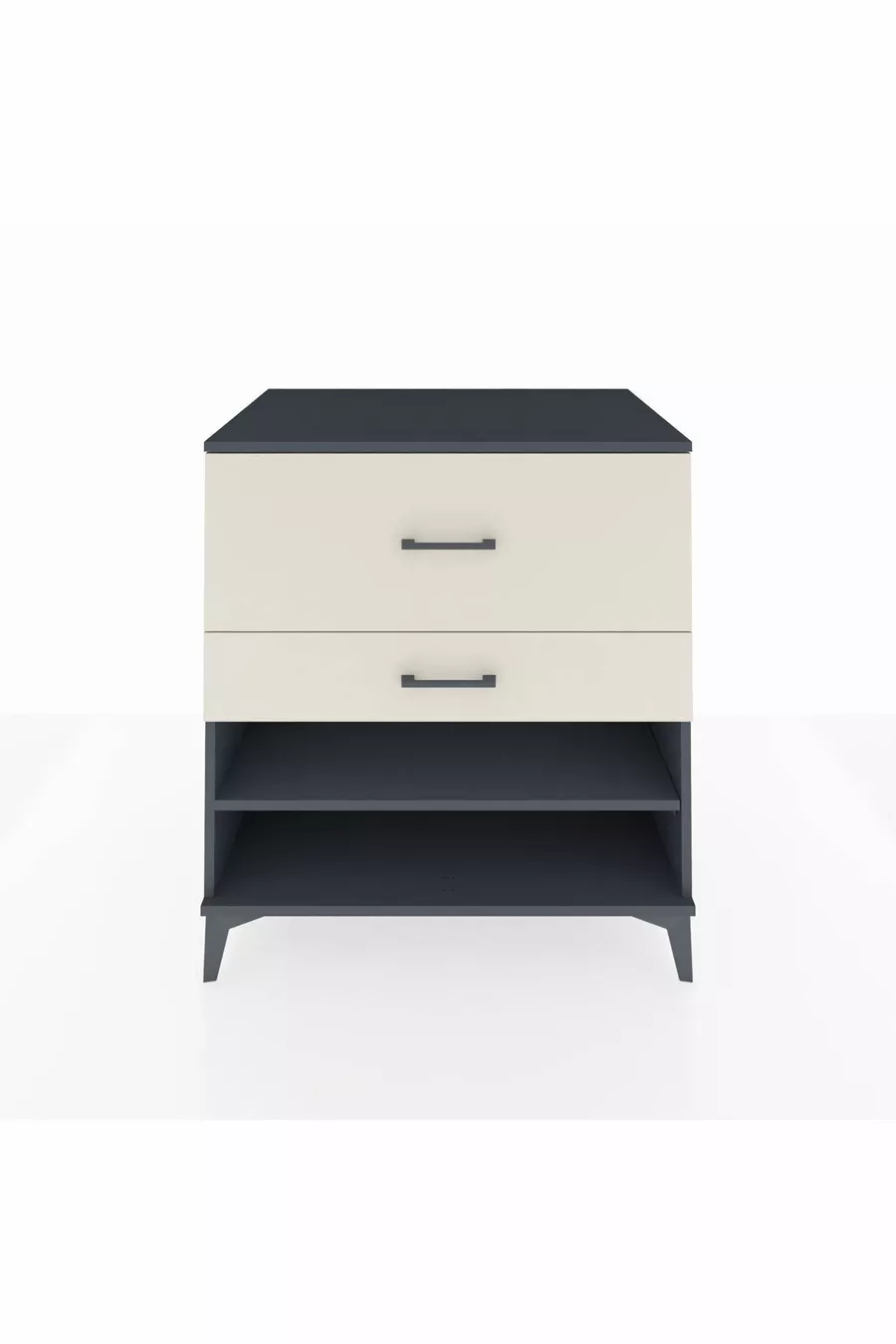 Commode Kronos à une étagère et 2 tiroirs Anthracite-Pierre de Lune
