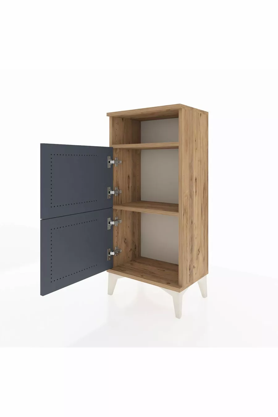 Chevet Arges à une étagère et deux portes, pin-anthracite