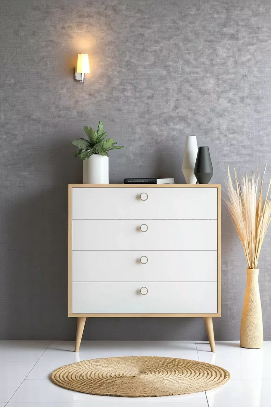 Commode Zen / Armoire polyvalente / Commode à tiroirs / Commode avec portes / Commode 4 tiroirs CM