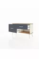 Commode Arges 2 tiroirs Pierre d'ail/Pin/Anthracite