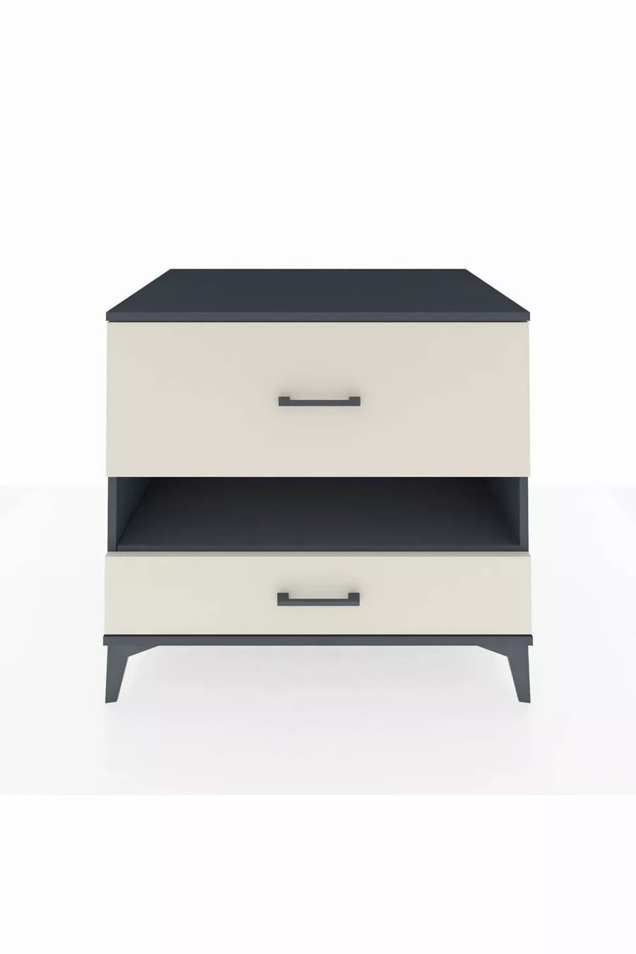 Commode Kronos à une étagère et 2 tiroirs Anthracite-Pierre de Lune