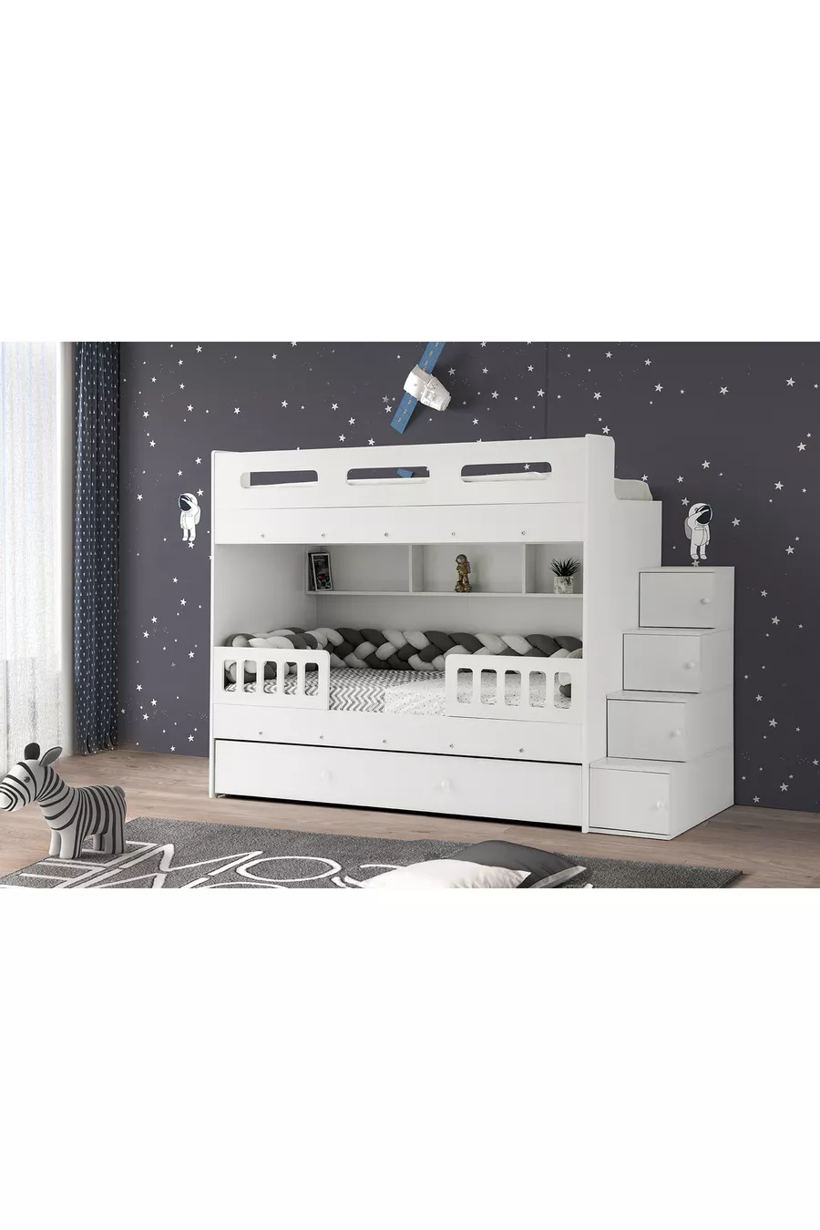 Lit superposé Berlin / 2 pièces avec matelas à ressorts en bambou inclus