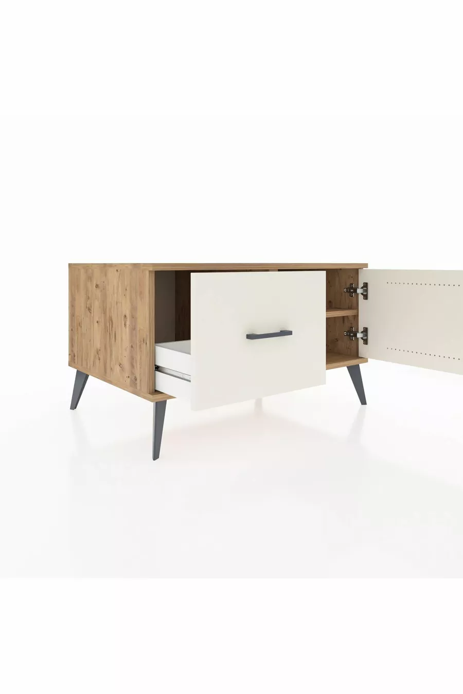 Commode Kronos à une étagère, un tiroir et une porte en pin-pierre d'onyx