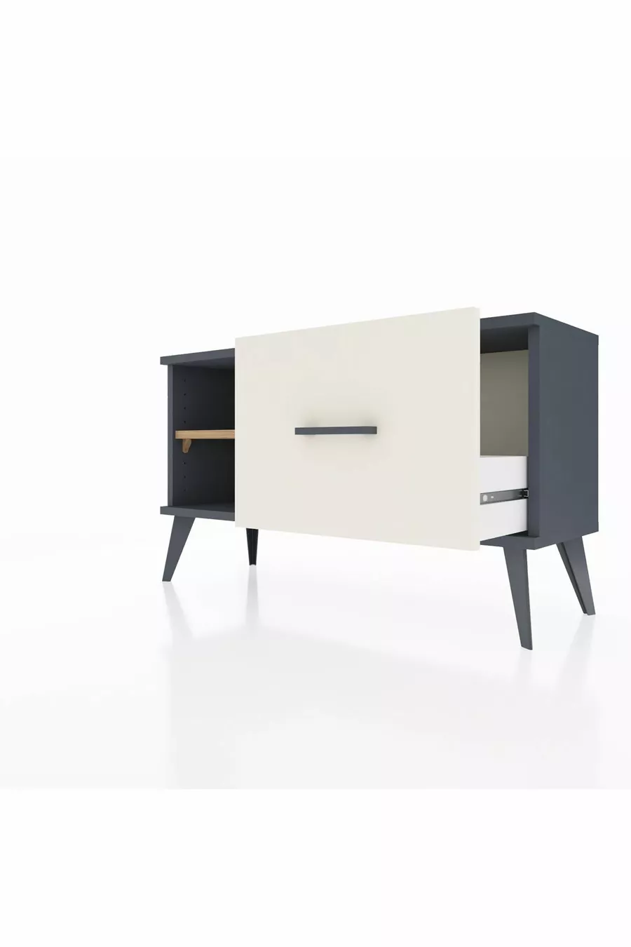 Arges Dresser Single Shelf Single Drawer Anthracite-Pine/Ayataş