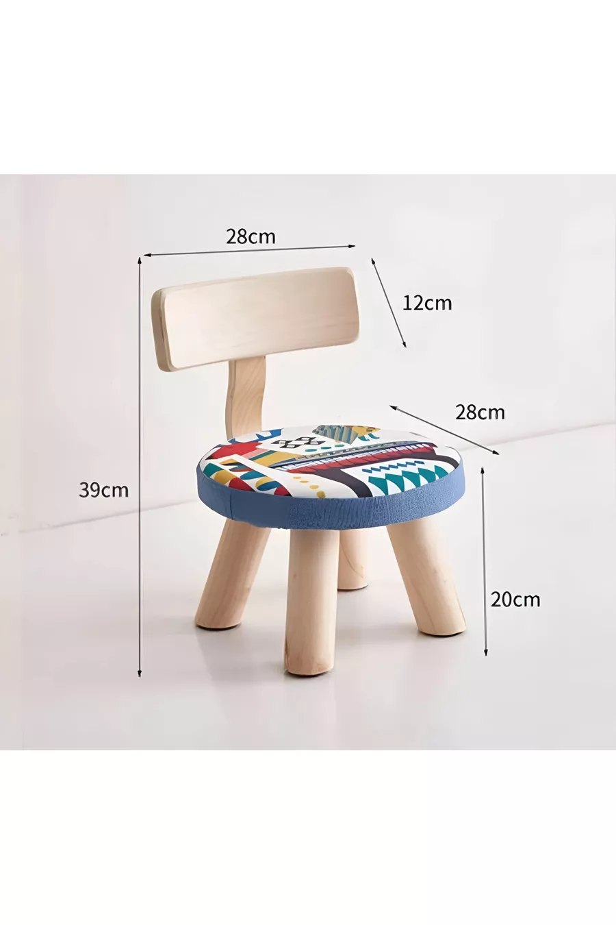 Chaise d'enfant en bois massif avec motif Canvas-Mini