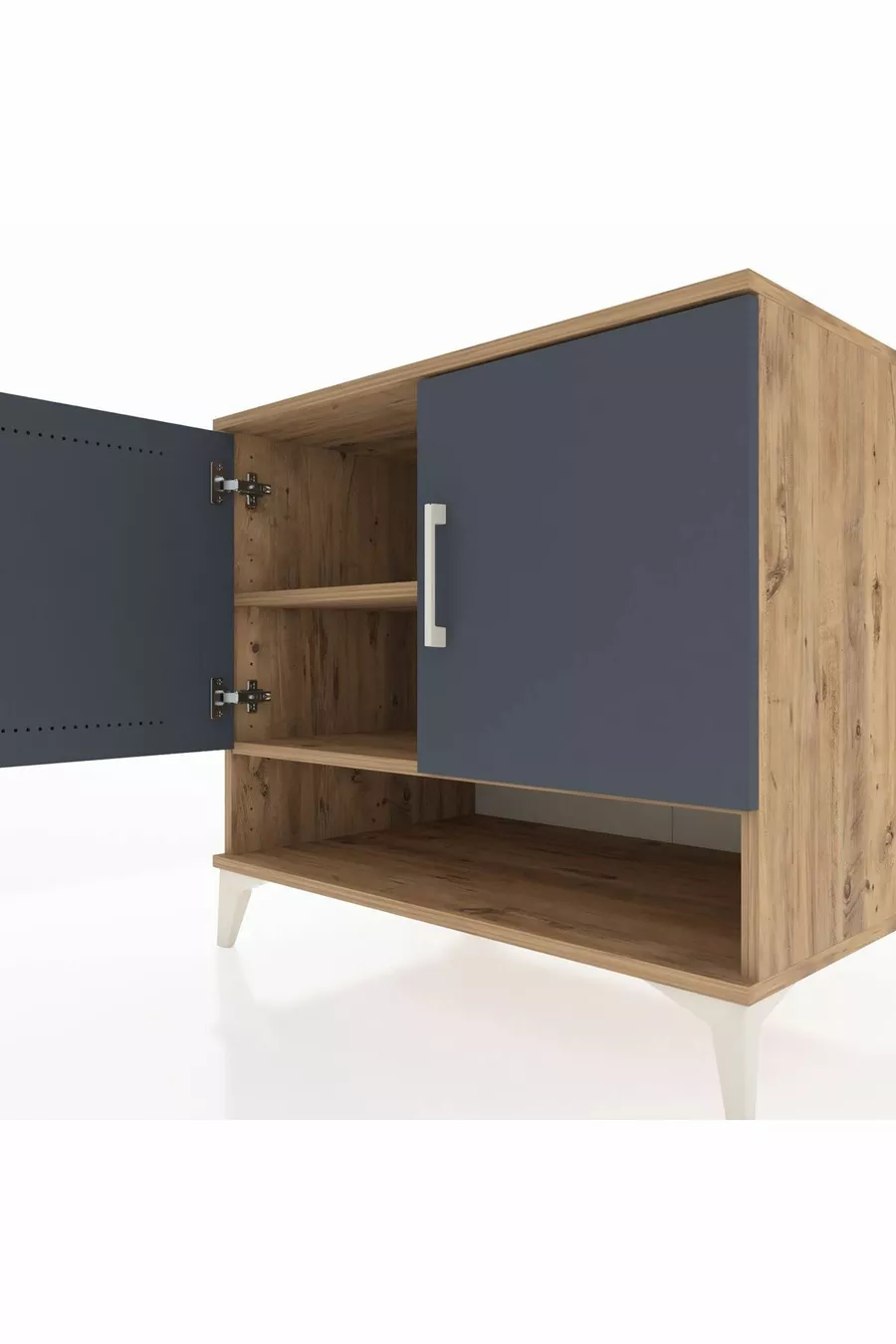 Commode Kronos 2 étagères 2 portes Pin-Anthracite
