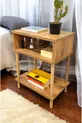 Table de chevet moderne à 2 étagères pour chambre à coucher, organisateur de lit avec pieds en bois