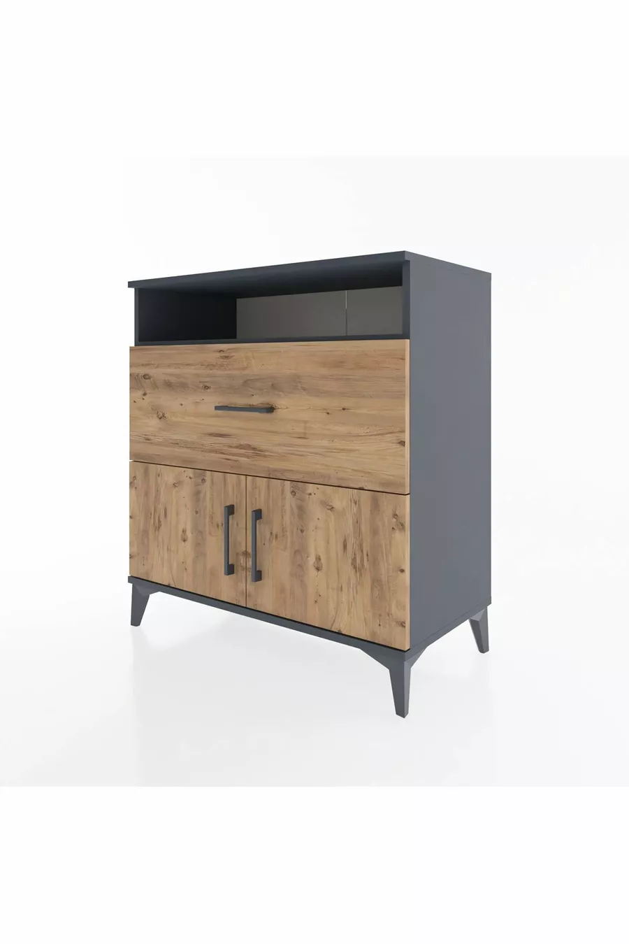 Hyperion Dresser with One Shelf, One Drawer, Two Doors Anthracite-Pine