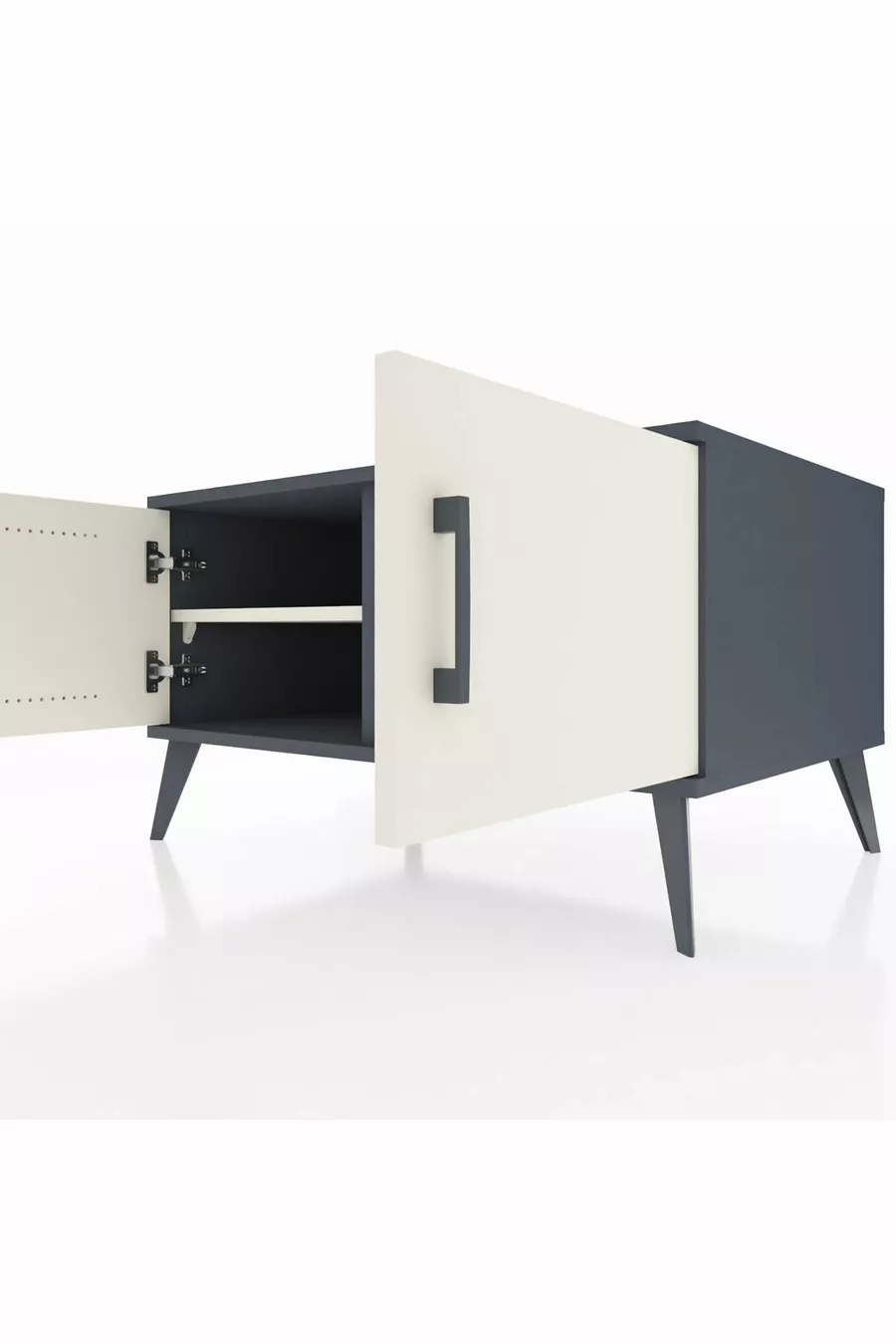 Commode Kronos 2 étagères 2 portes Anthracite-Pierre de lune