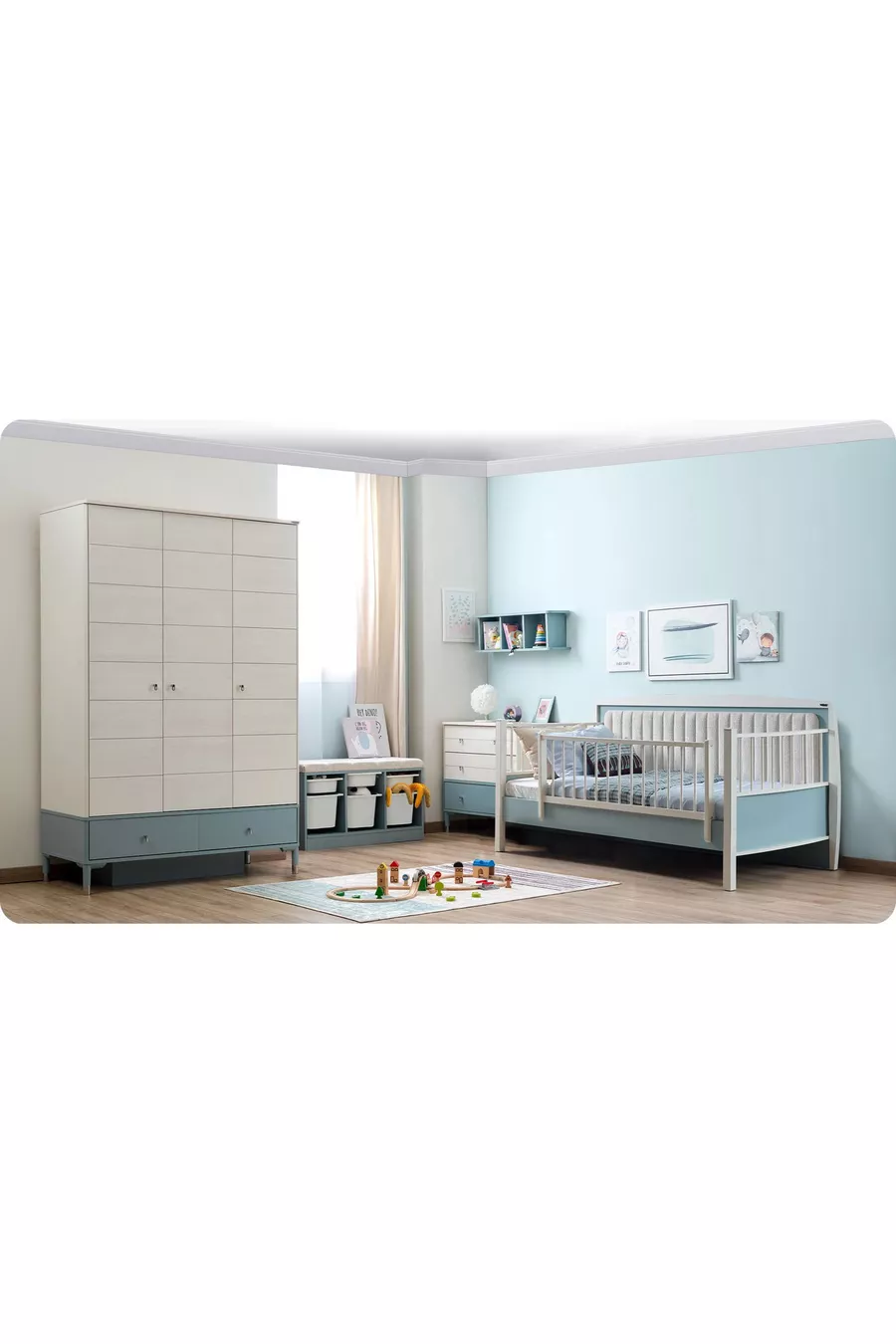 Chambre d'enfant Marin (Armoire 3 portes + * Montessori + Commode)