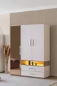 Camera da letto giovane Milano - Armadio a 3 ante con specchio, Letto, Comodino, Scrivania, Cassettiera, Libreria