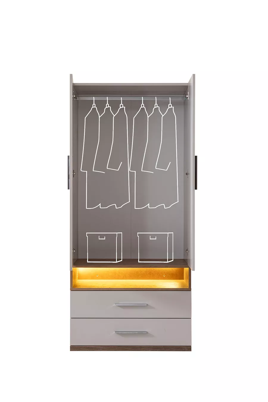 Bunk Bed, Milano Youth Room Set Bunk Bed with Cabinet, 3-Door Wardrobe, 2 Comfort Mattresses
