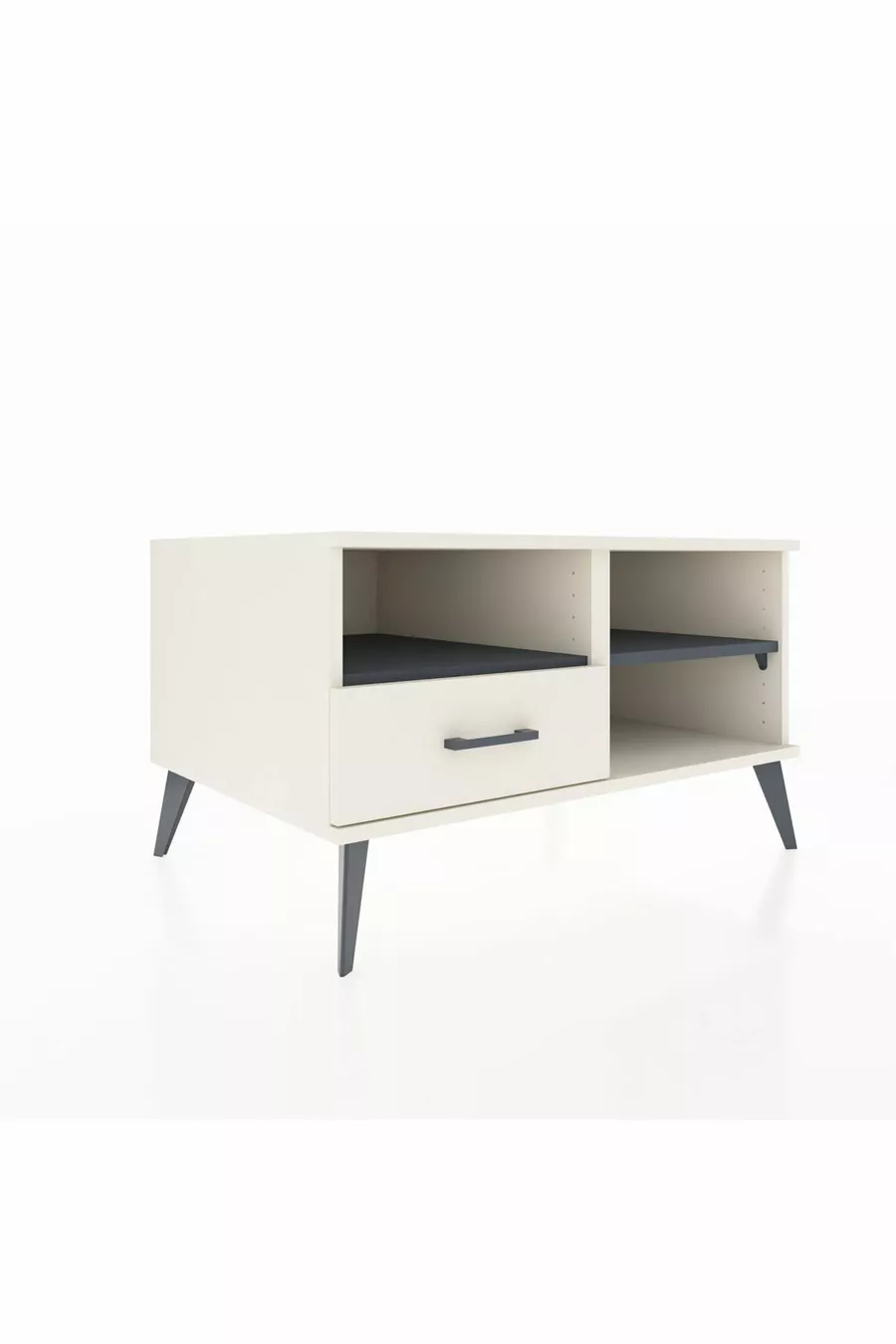 Commode Kronos 2 étagères 1 tiroir Pierre de lune-Anthracite/Pierre de lune