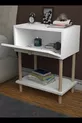 Table de chevet moderne avec couvercle rabattable et étagère, organisateur de chevet pour chambre, table d'appoint sur pieds en bois - Blanc