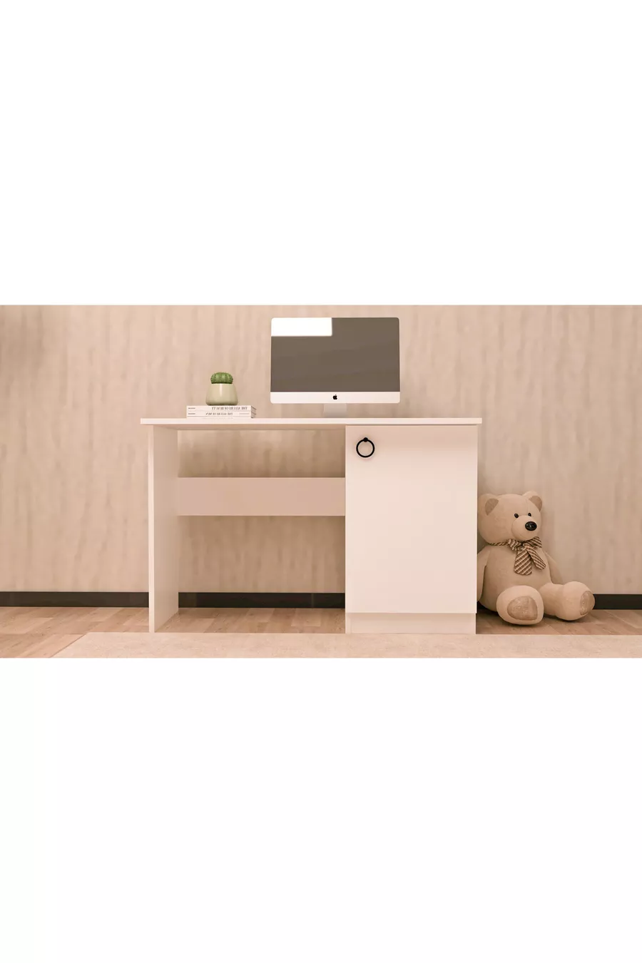 4-teiliges weißes MDF-Jugendzimmer-Set (Bett, Kleiderschrank, Bücherregal und Schreibtisch)