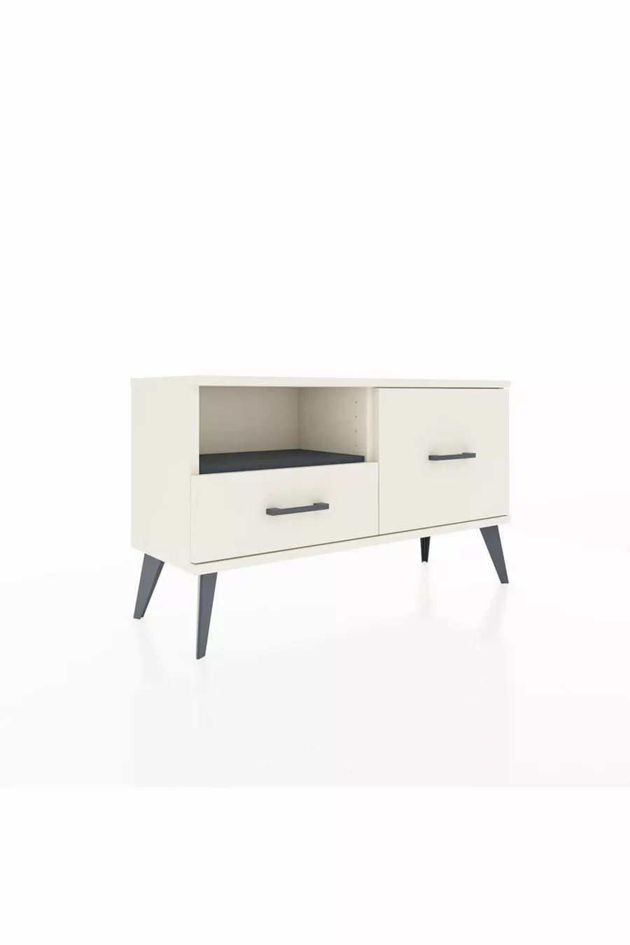 Commode Arges à une étagère et 2 tiroirs, quartz-anthracite/quartz