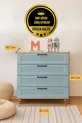 Commode bleue à tiroirs | Qualité MDF à 100 % | Portes avec revêtement REHAU | Pieds en bois