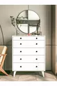 Commode Blanche Brillante 5 Tiroirs Country Commode Chevet en Bois